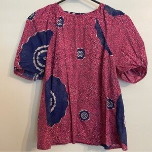 Ulla Johnson Winona printed cotton top puff sleeve size 6